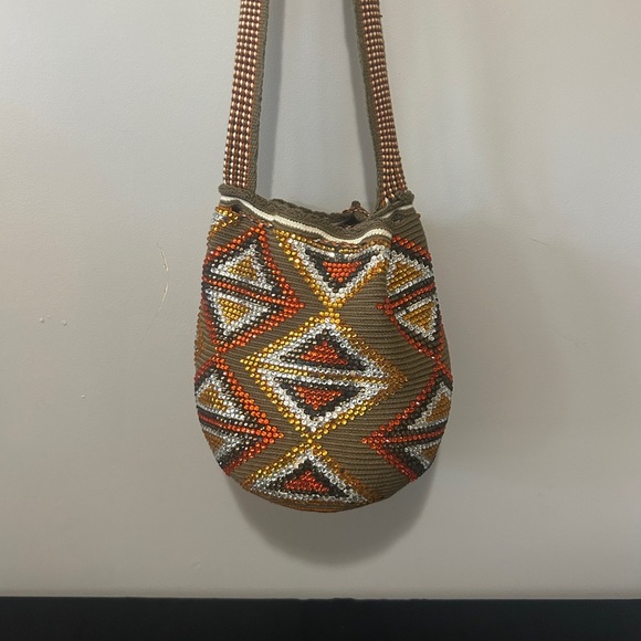 Wayuu Mochila Bucket Bag Crossbody Shoulder Bag Boho Hippie  Columbia - Picture 3 of 5